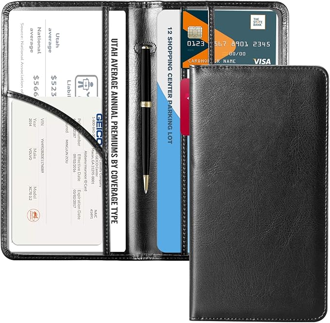 CoBak Car Registration and Insurance Holder - Vehicle Glove Box Car Organizer,Auto Truck Comparment Accessories Case with Magnetic Closure for Driver License,Cards