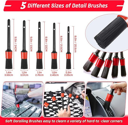 43PCS Car Detailing Kit Interior Cleaner, Auto Detailing Kit, Car Vacuum Car Interior Detailing Kit, Car Wash Kit with Bucket Detailing Brush Set Car Accessories for Motorcycle, Cars, Bikes, Wheels