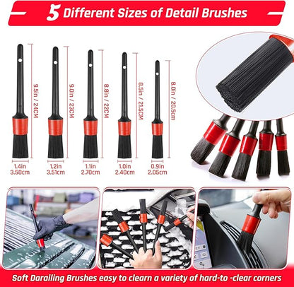 34PCS Car Detailing Brush Set, Car Detailing Kit, Car Detailing Brushes, Car Cleaning Kit, Car Windshield Cleaning Tool, Professional Car Care kit - Car Wash Brush kit for Interior Exterior Wheels