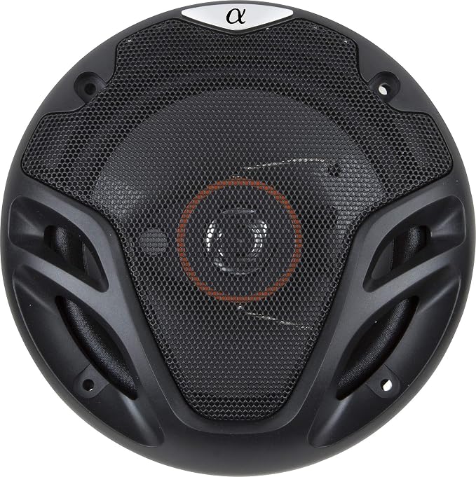Alphasonik Pair AS26 6.5 inch 350 Watts Max 3-Way Car Audio Full Range Coaxial Speakers with Universal Mounting Holes for Easy Installation and Grills Included