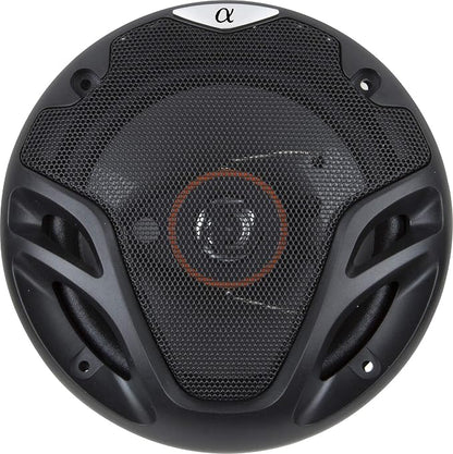 Alphasonik Pair AS26 6.5 inch 350 Watts Max 3-Way Car Audio Full Range Coaxial Speakers with Universal Mounting Holes for Easy Installation and Grills Included