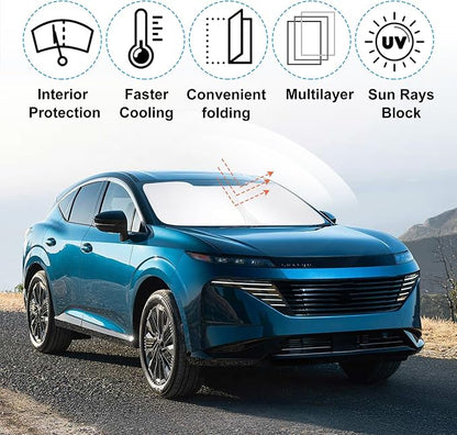TINGLU Sun Shade for Nissan Murano 2025 2026 Accessories Windshield Sun Shade Window Shade UV Rays Protection Sun Visor Cover with Steering Wheel Sunshade Storage Bag