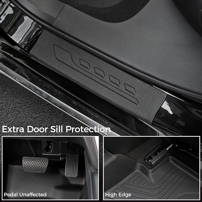 Floor Mats for Honda Accord 2018-2022, All Weather Floor Mats Trunk Cargo Liner and Door Sill Guards Accessories, Full Coverage Set