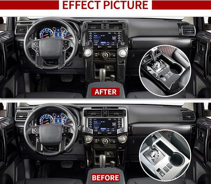 Voodonala Center Console Interior Carbon Fiber Black Decoration Kit for Toyota 4Runner 2020-2024,9pcs/set(Steering Wheel Panel/Navagition Panel/Dashboard Bezels/4WD Panel/Gear Panel/Side Vent Bezels)