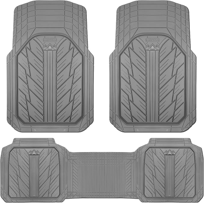 CAR PASS Heavy Rubber Car Floor Mats, Deep Waterproof Car Mats All Weather, Universal Trim-to Fit Automotive Floor Mats for Car SUV Truck Van, Durable Floor Liners (All Gray)