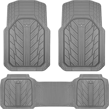 CAR PASS Heavy Rubber Car Floor Mats, Deep Waterproof Car Mats All Weather, Universal Trim-to Fit Automotive Floor Mats for Car SUV Truck Van, Durable Floor Liners (All Gray)