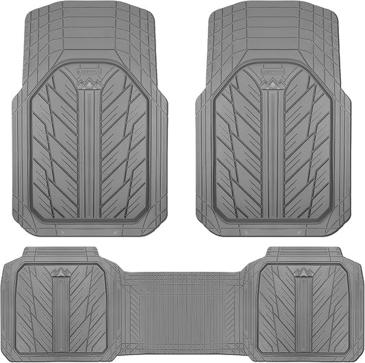 CAR PASS Heavy Rubber Car Floor Mats, Deep Waterproof Car Mats All Weather, Universal Trim-to Fit Automotive Floor Mats for Car SUV Truck Van, Durable Floor Liners (All Gray)