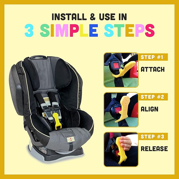 Bucklebee Easy Car Seat Buckle Release Aid for Children Unbuckle Car Seat Release Tool - Button Pusher - Opener for Nails - Buckle Release Tool (2 Packs Gray)