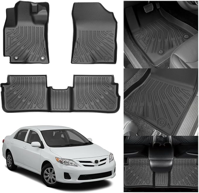 Floor Mats for Toyota Corolla 2009 2010 2011 2012 2013, Custom Fit Corolla Standard,LE,S XLE,XRS,L,LE/S Special Edition Mats, TPE Non-Slip Waterproof 2 Row Floor Liners Set