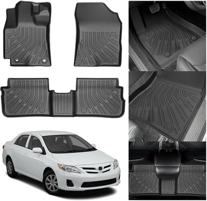 Floor Mats for Toyota Corolla 2009 2010 2011 2012 2013, Custom Fit Corolla Standard,LE,S XLE,XRS,L,LE/S Special Edition Mats, TPE Non-Slip Waterproof 2 Row Floor Liners Set