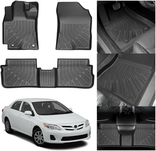 Floor Mats for Toyota Corolla 2009 2010 2011 2012 2013, Custom Fit Corolla Standard,LE,S XLE,XRS,L,LE/S Special Edition Mats, TPE Non-Slip Waterproof 2 Row Floor Liners Set