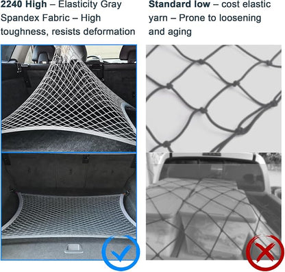 Cargo Net for SUV Trunk, Heavy Duty 3000D Polyester + 2240D Spandex Bungee Net, 31.5"x23.6" Elastic Storage Mesh, Cargo Organizer Net for Car Minivan Jeep Pickup SUV, Gray