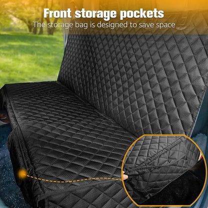 PETICON Dog Car Seat Covers for Truck Ford F150/Chevrolet Silverado 1500/Ram 1500/GMC Sierra 1500, Waterproof Pet Back Seat Cover for Trucks, Scratchproof Nonslip Durable Rear Seat Cover for Dogs