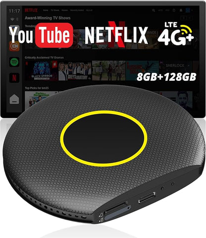 Wireless CarPlay Adapter, Magic AI Box with 4G LTE | GPS | Full Android OS, Wireless CarPlay Box Compatible with Wired Factory CarPlay & Android Auto, Support for YouTube/Netflix
