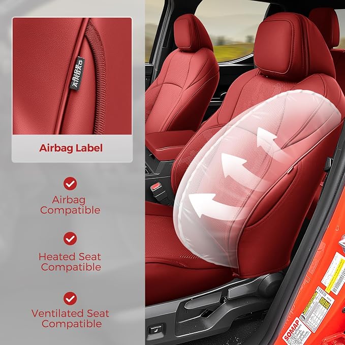 DiffCar® Seat Covers for Toyota Tacoma 2026 2025 2024 Double Cab(Gas Only), Full Set Faux Nappa Leather Truck Accessories for Tacoma 4th Gen, Car Seat Protectors Custom Fit for Tacoma Seat, Red Camo