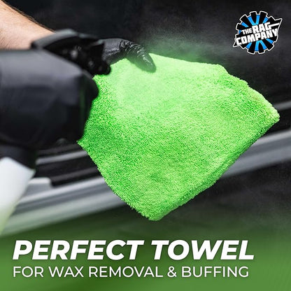 The Rag Company - Creature Edgeless Auto Detailing Towels (10-Pack) Professional 70/30 Blend, Dual-Pile Plush Microfiber, Buffing & Polishing, 420gsm, 16in x 16in, Lime Green
