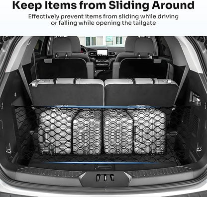 Canvcle Trunk Cargo Net for 2020-2026 Ford Explorer Accessories Envelope Style Mesh Trunk Net Organizer and Storage Stretchable Adjustable Elastic Nylon Rear Cargo Netting with Hooks