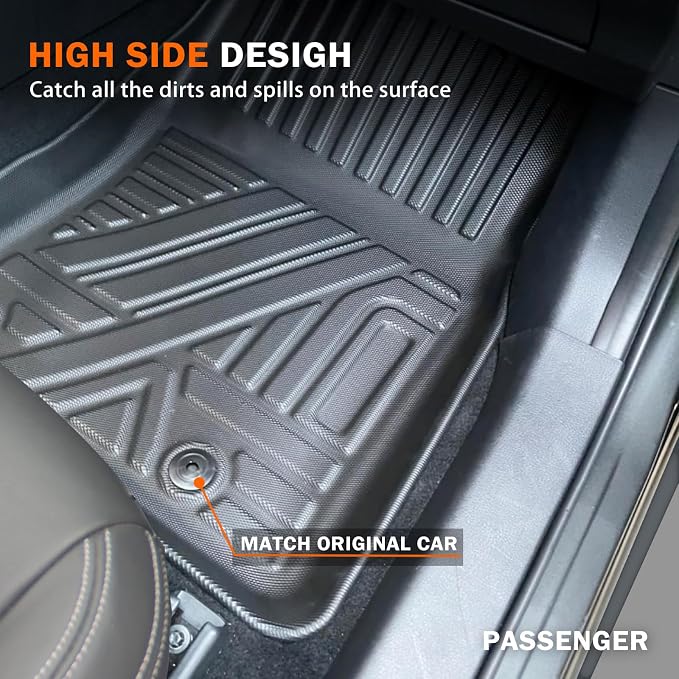 KUST Floor Mats for Hyundai Tucson 2016-2021, All Weather Floor Liners for Tucson Accessories Car Mats Front Rear Set TPE Rubber Raised Edge