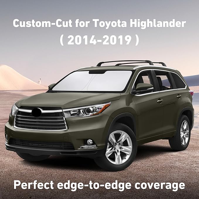 EcoNour Windshield Sunshade Compatible for Toyota Highlander 2014-2017 2018 2019, Sun Visor for Front Windshield & Window Sun Shade Cover, UV Heat Blocker & Protector, Car Accessories