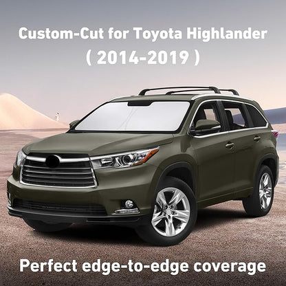 EcoNour Windshield Sunshade Compatible for Toyota Highlander 2014-2017 2018 2019, Sun Visor for Front Windshield & Window Sun Shade Cover, UV Heat Blocker & Protector, Car Accessories