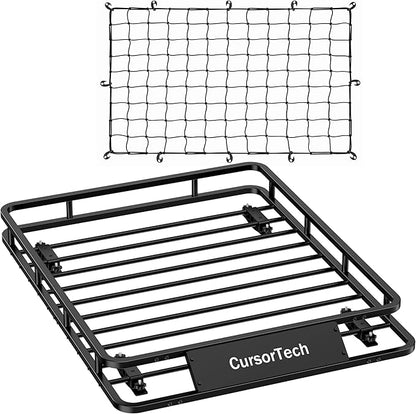 Roof Rack Basket with Net 46" x 36" Heavy Duty Rooftop Cargo Carrier 300 lbs Capacity Steel Roof Basket Vehicle Cargo Baskets Luggage Holder Rack for SUV Truck Car Travel Camping Storage
