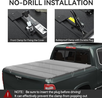 AUTOSAVER88 Hard Quad Fold Truck Bed Tonneau Cover Fit for Dodge Ram 1500 2002-2023, Dodge Ram 2500 3500 2003-2026 with 8ft Bed Without Rambox