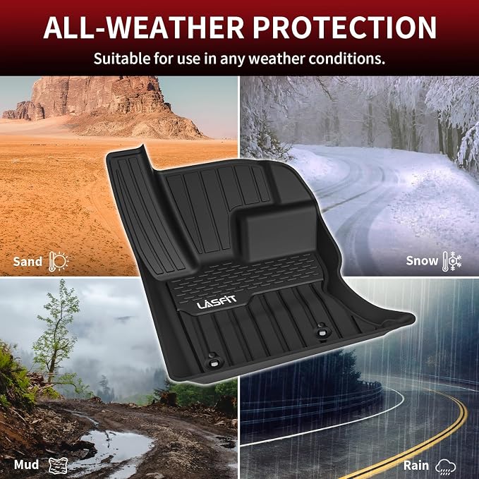 LASFIT Floor Mats Fit for Land Rover Range Rover Velar 2017-2026 & Jaguar F-Pace 2017-2026, Custom Fit TPE All Weather Waterproof Floor Liners 1st & 2nd Row Car Mats, Black