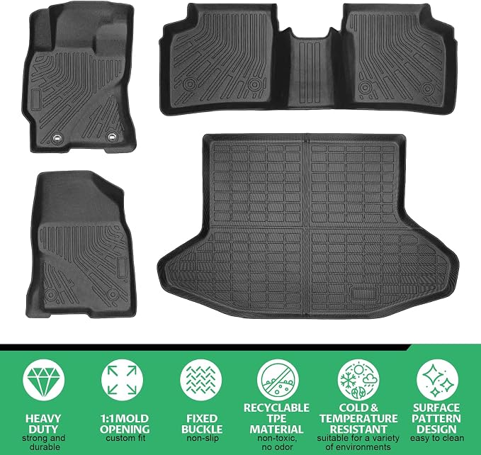 Floor Mats for Toyota Prius 2004-2009, Custom Fit TPE All Weather Protection Floor Liners, Non-Slip Waterproof Cargo Mat, Car Accessories for 2nd Gen Prius