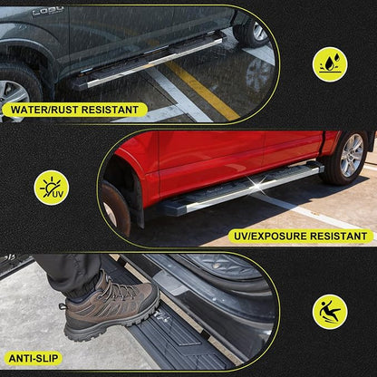 BINARY STAR 6 inch Running Boards Compatible with 2004-2014 Ford F150 Crew Cab(4 Full-Size Doors), Rock Sliders Step Bars Made with High Light Stainless Steel, Nerf Bars for F150 Crew Cab.