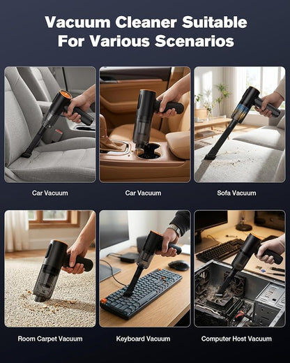 Car Vacuum Cleaner, 20000Pa Suction Power Handheld Vacuum Cleaner, 4-in-1 Portable Car Vacuum with 2 Suction Modes, Cordless Mini Vacuum with Type-C Charge for Car, Home, Office Desk, Keyboards