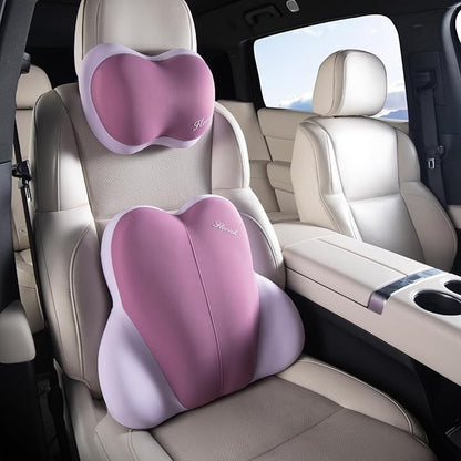 FLORICH Lumbar Support with Car headrest Back Pillow for Chairs Headrest Pillow for Car Ergonomic Ultrathick Memory Foam Back Pillow for Office Chair (Dark Purple)