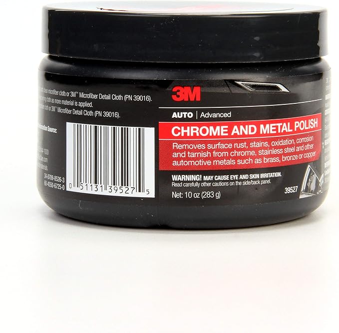 3M Chrome and Metal Polish, 39527, 10 oz, Used on Wheels, Trim and Bumpers, for Automotive