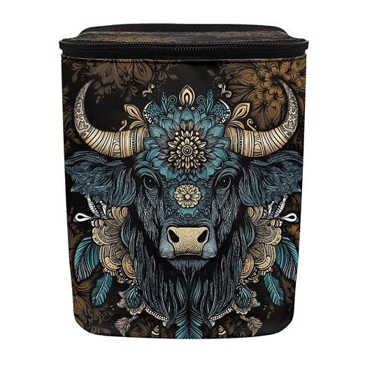 Talayituse Highland Cattle Flower Print Car Trash Bin, Large Size Auto Trash Can Adjustable Portable Garbage Can with Lid, Vehicle Hanging Bag for Headrest Front Back Seat