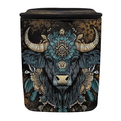 Talayituse Highland Cattle Flower Print Car Trash Bin, Large Size Auto Trash Can Adjustable Portable Garbage Can with Lid, Vehicle Hanging Bag for Headrest Front Back Seat