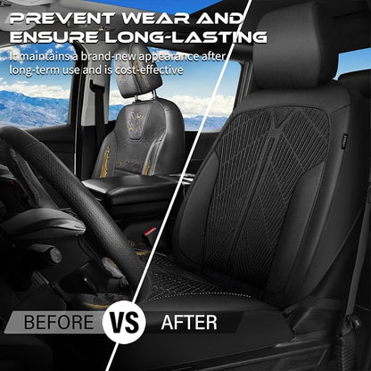 CAR PASS Oxford Leather Car Seat Covers Front 2 Only, Scratch Thick Seat Covers Waterproof, Universal Fit for Truck SUV Sedan, Durable All Weather, Emboss Black