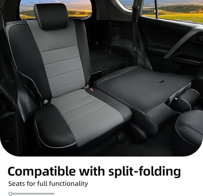Lolcar Rav4 Seat Covers Custom Fit for Toyota Rav4 LE(NOT for Hybrid) 2013 2014 2015 2016 2017 2018,Leather Car Seat Cover for Trucks SUV Full Set,Faux Leather (Black/Gray)