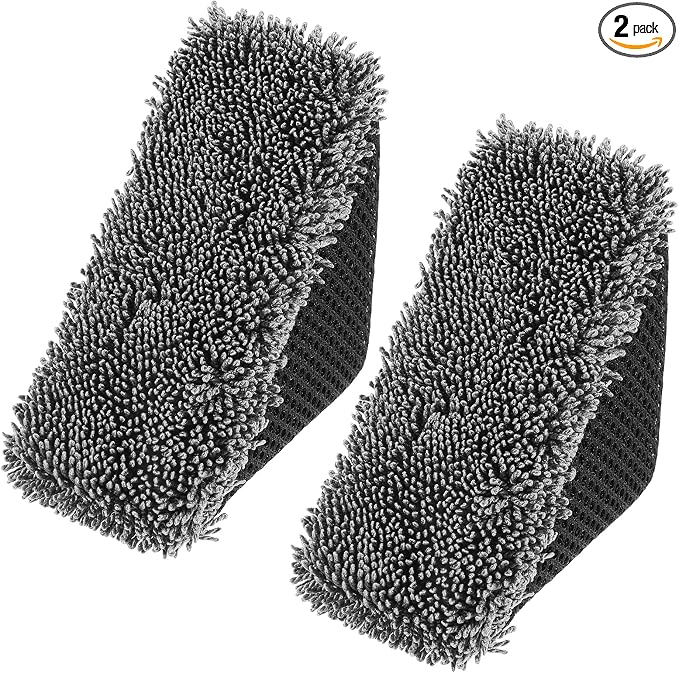 2 Pcs Tire Shine Applicator Sponges, Microfiber Tire Brightener Applicator Pad, Reusable Tires Dressing Applicators Pad, Contoured Tires Sponge for Car Detailing Cleaning Rubber Vinyl Plastic Trim