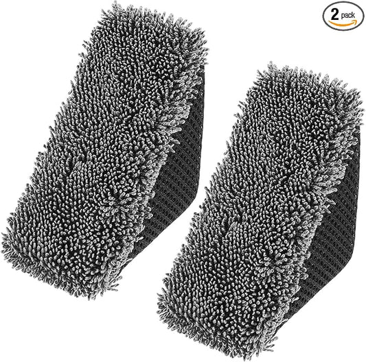 2 Pcs Tire Shine Applicator Sponges, Microfiber Tire Brightener Applicator Pad, Reusable Tires Dressing Applicators Pad, Contoured Tires Sponge for Car Detailing Cleaning Rubber Vinyl Plastic Trim