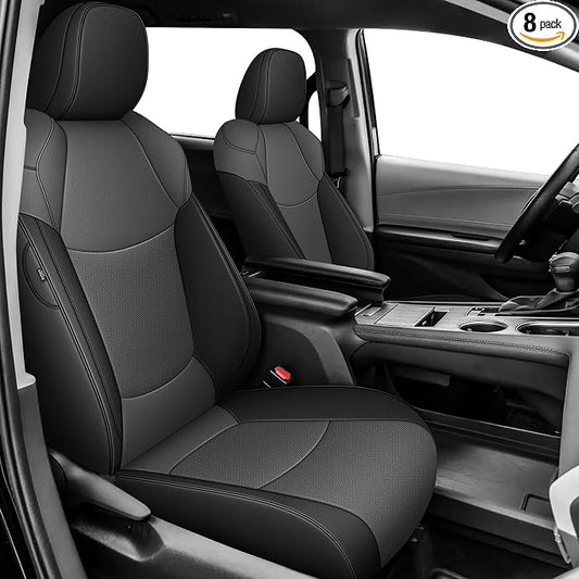 TTX LIGHTING Custom Fit Seat Covers for Toyota Sienna 2021-2025 LE, XLE,8 Seats,2nd Row 40/20/40 Bench Faux Leather Car Seat Covers Full Set Black/Gray