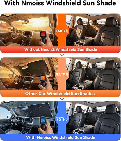 Nmoiss Windshield Sun Shade Umbrella Fit for Colorado 2015-2026 Accessories, [Vinyl Coating Heat Shield] Protect Car from Sun Rays & Heat Damage Keep Cool and Protect Interior