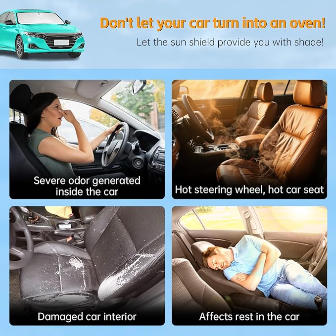 Front Windshield Sun Shade Compatible with Honda Accord 2006-2025 2026, Sun Visor Protector Blocks UV Rays Sunshade for Accord Foldable Interior Accessories