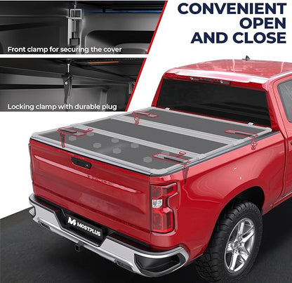MOSTPLUS Fiberglass Tri Fold Tonneau Cover Hard Truck Bed Compatible with 1988-2002 Chevy GMC C1500 C2500 C3500 Fleetside 6.5 FT Bed (78.8 inch) - 3-Fold Bed