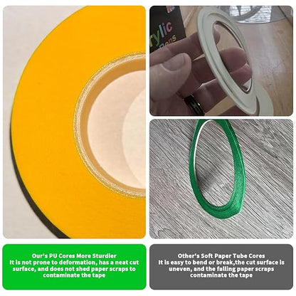 6 Rolls Pinstripe Tape Fine Line Masking Tape 1/16", 1/8", 1/4", 3/8",1/2", 3/4" - Thin Painters Automotive Paper Tape for DIY, Car, Auto, Paint, Art, Tumblers, Pottery, Model Building, Wall