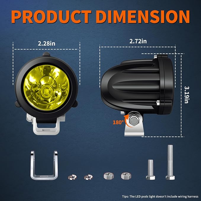 4WDKING 2" LED Round Light 20W Spot Driving Light Waterproof Off-Road Work Lamp for Motorcycle, ATV, UTV, Dirt Bike, 4x4 Pickup Truck, Boat, Trailer - Pack of 2