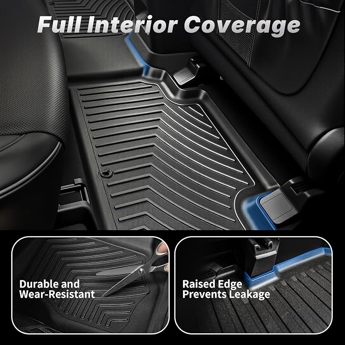 OEDRO Floor Mats Fit for 2019-2026 Chevy Silverado/GMC Sierra 1500 & 2020-2026 Silverado/Sierra 2500HD/3500HD Crew Cab TPE Floor Liner, No Rear Underseat Storage Box