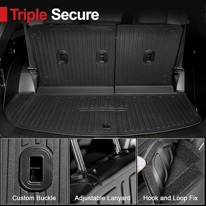 Floor Mats for 2026 Hyundai Palisade 7/8 Seat (Only Hybrid), All Weather TPE Cargo Mat with 3rd Backrest Mat for 2026 Hyundai Palisade Hybrid Calligraphy Accessories