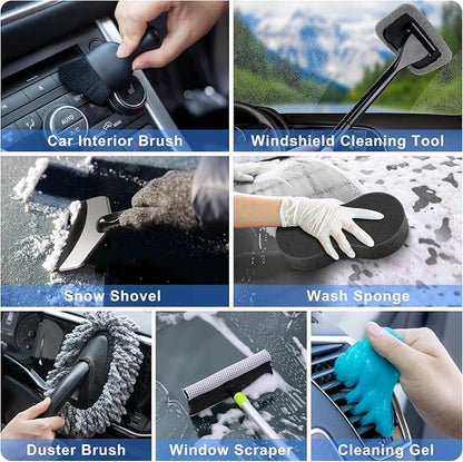 42Pcs Car Wash Detailing Kit Cleaning Set with Foam Gun Sprayer, Long-Handle Brush, Collapsible Bucket, Large Wash Mitt, Towels, Complete Interior & Exterior Car Washing Supply Set (Blue)