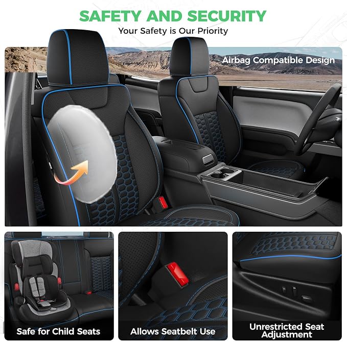 Custom Leather Seat Covers for Silverado/Sierra 1500 2014-2018, 2500HD 3500HD 2015-2019 Crew Cab Full Set with Jump Seat Cover (Armrest Storage Version Only),Truck Accessories