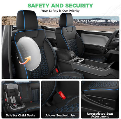 Custom Leather Seat Covers for Silverado/Sierra 1500 2014-2018, 2500HD 3500HD 2015-2019 Crew Cab Full Set with Jump Seat Cover (Armrest Storage Version Only),Truck Accessories