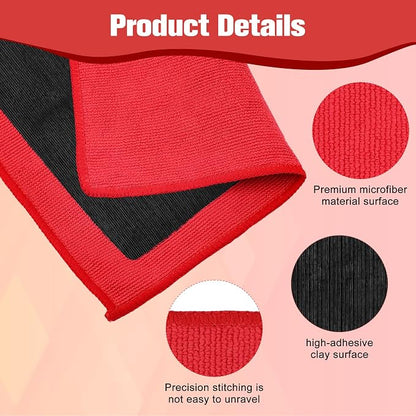Clay Towel 12 x 12 Inch, Red Clay Bar Towel for Auto Detailing Microfiber Car Cloth Cleaner Automotive for Car Detailing
